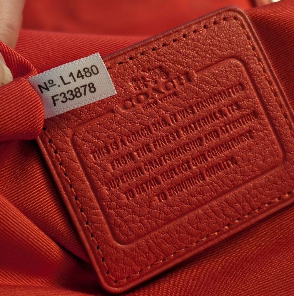 Coach Madison Pebbled Leather Gold Tone Chain Strap Crossbody Purse Cardinal Red - Picture 3 of 15